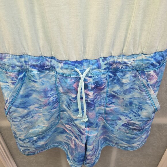 Ivivva By Lululemon Girls Size 14 Blue Tie-Dye Romper With Pockets & Drawstring - Picture 3 of 11